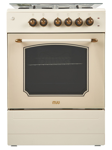 Комбинированная плита MIU 6317 ERPCH ретро бежевая, 60 см, 3 газовых и ...