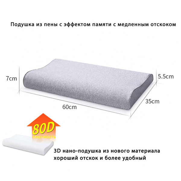 Ортопедическая подушка 35x60 см, Пена с эффектом памяти, низкие подушки ...