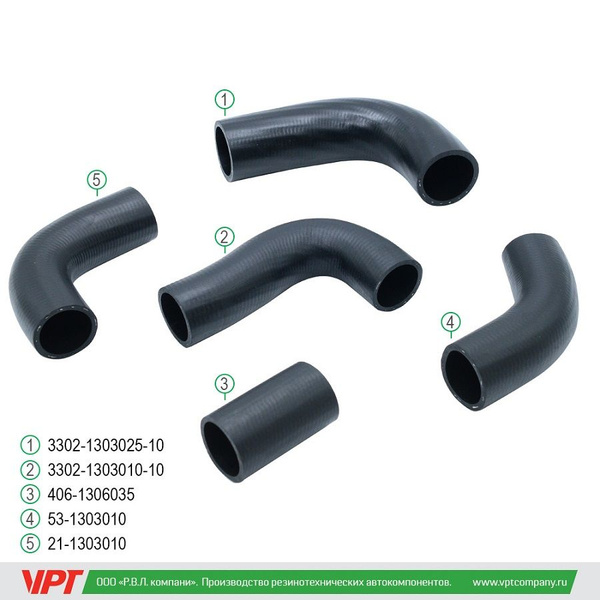 Патрубки охлажд. Газель УМЗ-421 (100 л/с) из 5шт