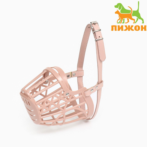 Намордник пластиковый №6 с ошейником из эко кожи ОМ 35 см ДН 12 см ОШ ...