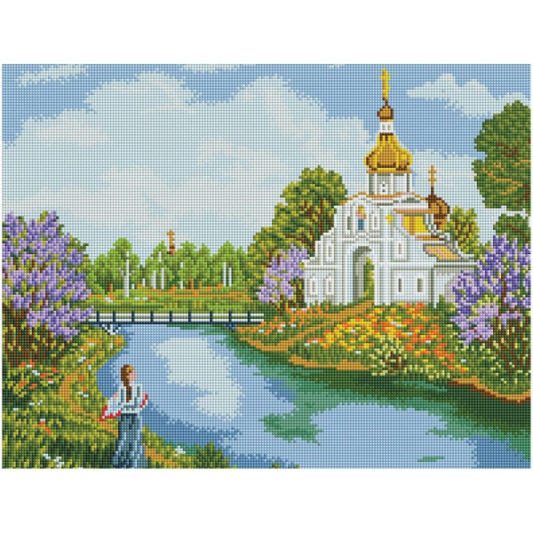 Алмазная мозаика ТРИ СОВЫ "В родных краях", 40х50 см, холст на ...