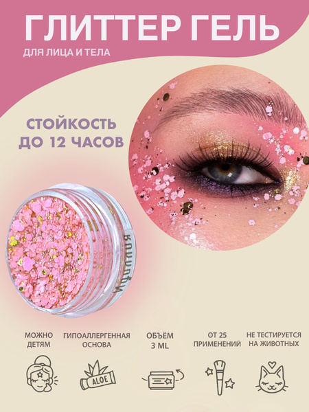 Queridos Glitters Глиттер Гель. Блёстки для лица и тела. Цвет "Идиллия ...