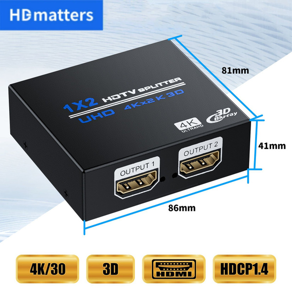 HDMI сплиттер 1 в 2 выхода 4K@30Hz источник видео отображает ...
