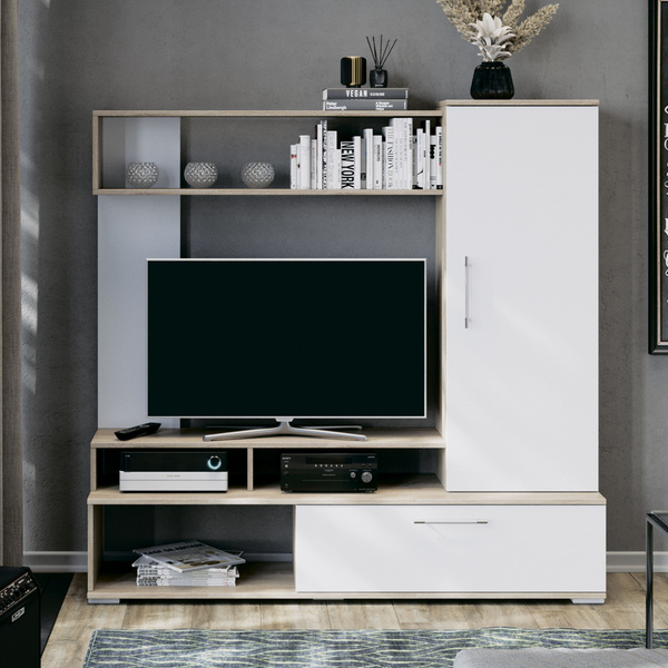 Cтенка в гостиную Сиена, Дуб Сонома, Белый ясень купить c доставкой на ...