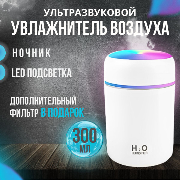 Увлажнитель воздуха мини с подсветкой, в комплекте с фильтром, для дома ...