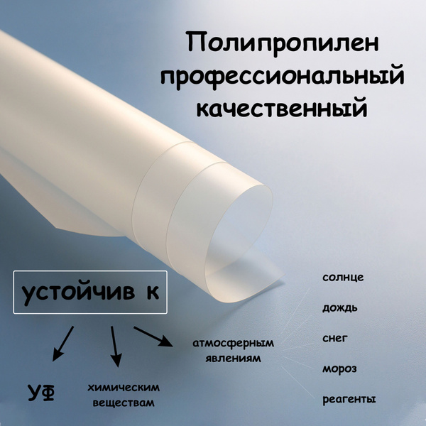 Пластик листовой 0.8мм прозрачный 100*70 см матовый полипропилен ...