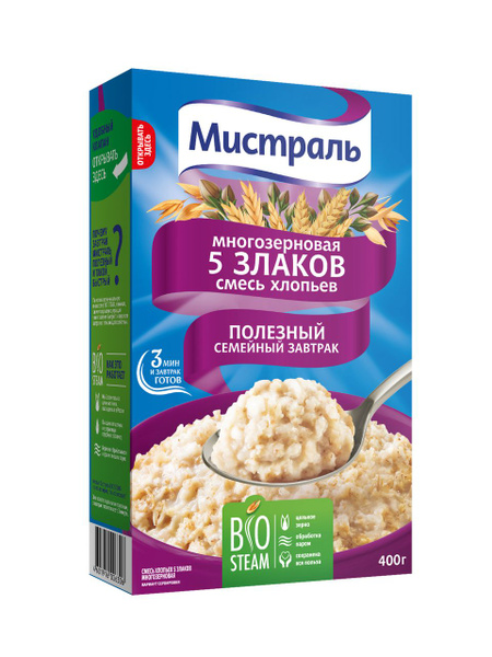Смесь хлопьев Мистраль 5 злаков, 400г купить на OZON по низкой цене в ...