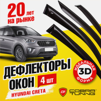 Дефлекторы окон Hyundai Creta I (Хендай Крета) 2016-2021, ветровики на двери автомобиля, Cobra Tuning. Старейший ЭКСПЕРТ