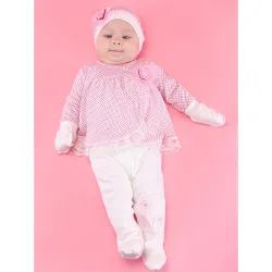 Комплект состоит из кофточки, ползунков, шапочки и антицарапок. Комплект выполнен из интерлока, это 100% хлопок высокого  ...