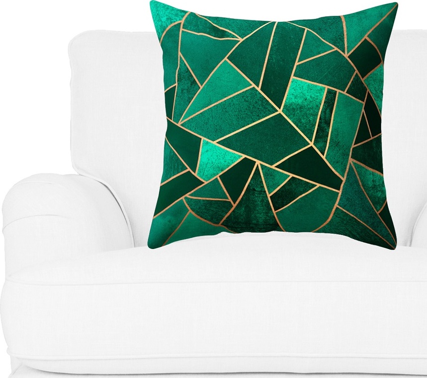 фото Декоративная подушка, льняная наволочка, цвет зеленый, 45х45 см 5 sisters