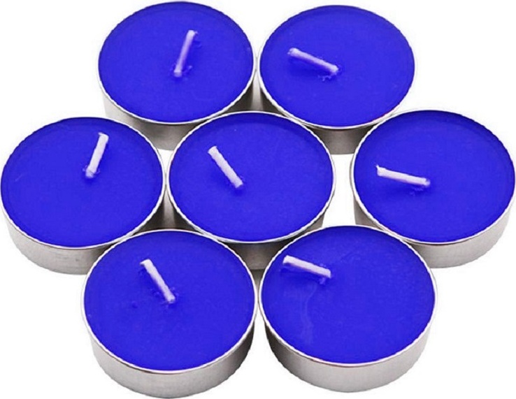 фото Набор чайных свечей, 50 шт, цвет синий, 14 гр, размер свечи 3,7х1,5 см, 20х20х3,5 см Diligence party