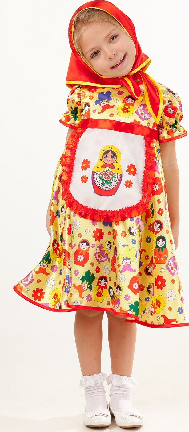 фото Карнавальный костюм Матрешка платье, косынка размер 104-52 Пуговка