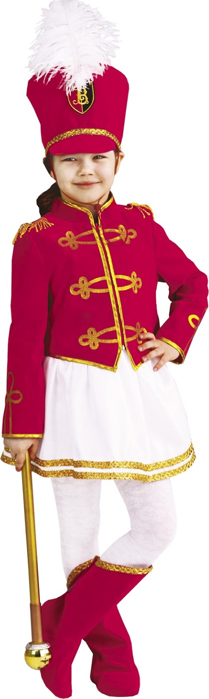 фото Карнавальный костюм Мажоретка мундир, юбка, кивер, сапоги, трость размер 134-68 Пуговка