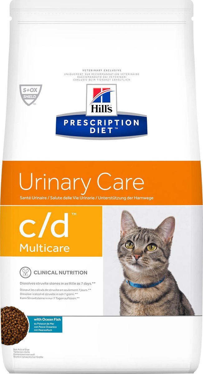 фото Корм сухой диетический Hill's Prescription Diet c/d Multicare Urinary Care для кошек при лечении и профилактике цистита и мочекаменной болезни, с рыбой, 1,5 кг