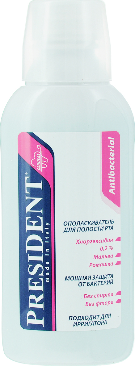Ополаскиватель для полости рта PresiDENT Antibacterial, без спирта, 250 ...