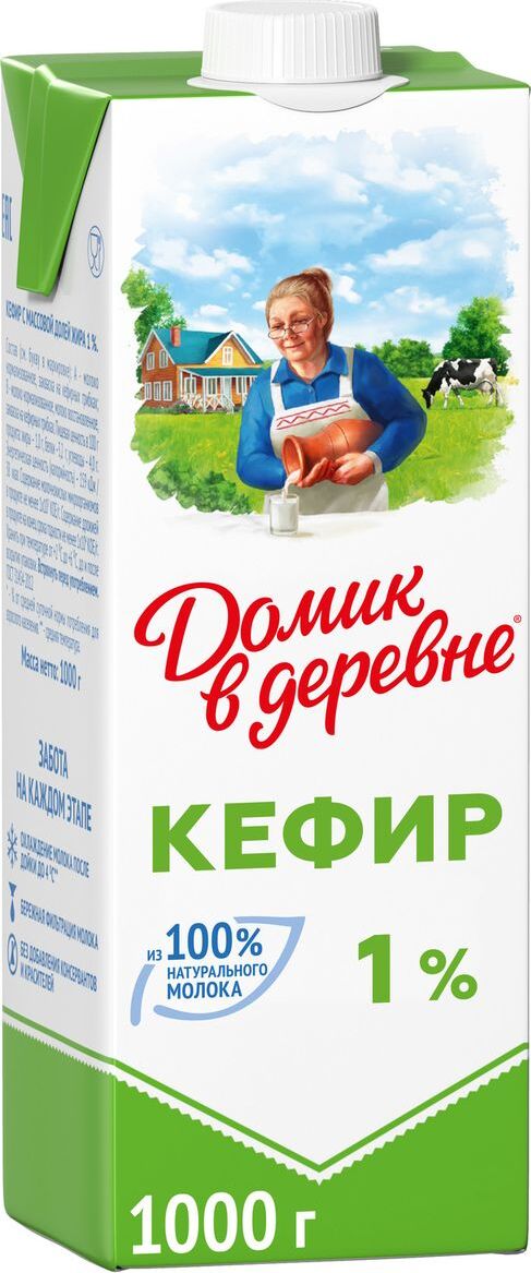 Характеристики Кефир 1% Домик в деревне, 1 л, подробное описание товара ...