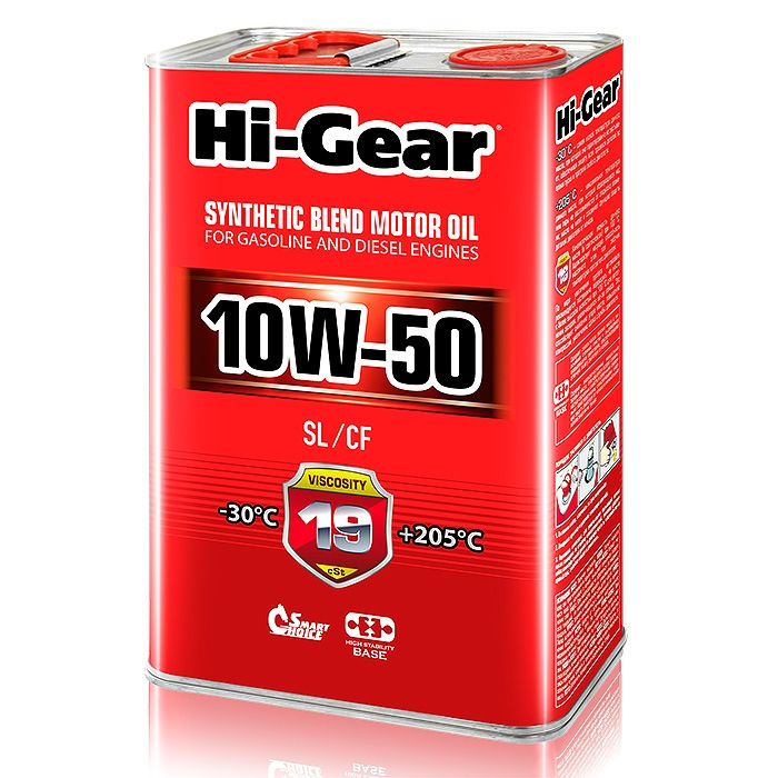 Hi-GearMOTOROILSAEAPISL/CF10W-50Масломоторное,Полусинтетическое,4л