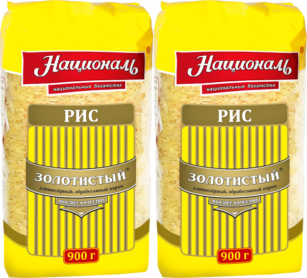 Рис Националь Золотистый длиннозерный пропаренный 900 г, комплект: 2 ...