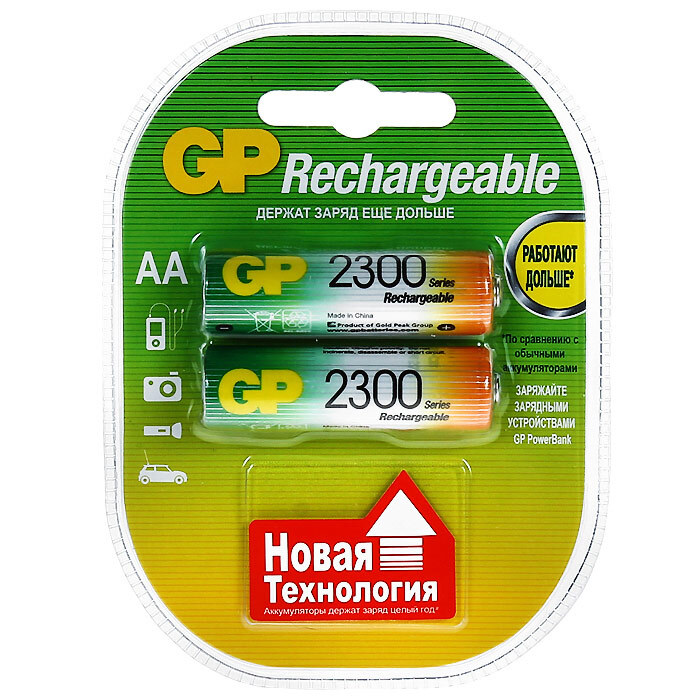 Аккумулятор GP Batteries, Ni-Mh, тип AA, 2300 mAh (GP 230AAHC-2DECRC2 ...
