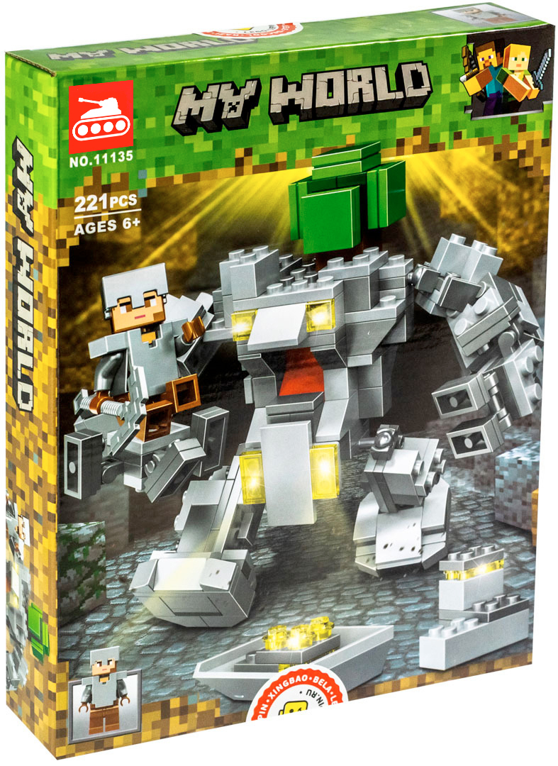 Титан конструктор. Конструктор Bela 11135. Конструктор Bela (lari) my World 11135 робот Титан. LEGO Bela 11135. Конструктор Bela майнкрафт робот Титан 221 дет.