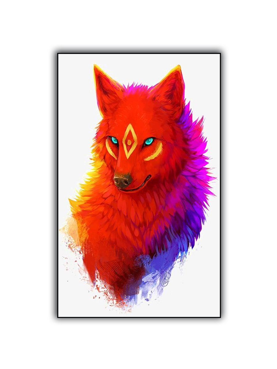 Красный неоновый волк