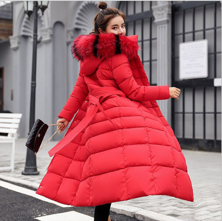 long red quilted coat