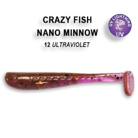 Силиконовыеприманки8штCrazyFishNanoMinnow1.6",40мм,цвет12,вкусКальмар,виброхвостдлярыбалки,мормышингаинаноджига