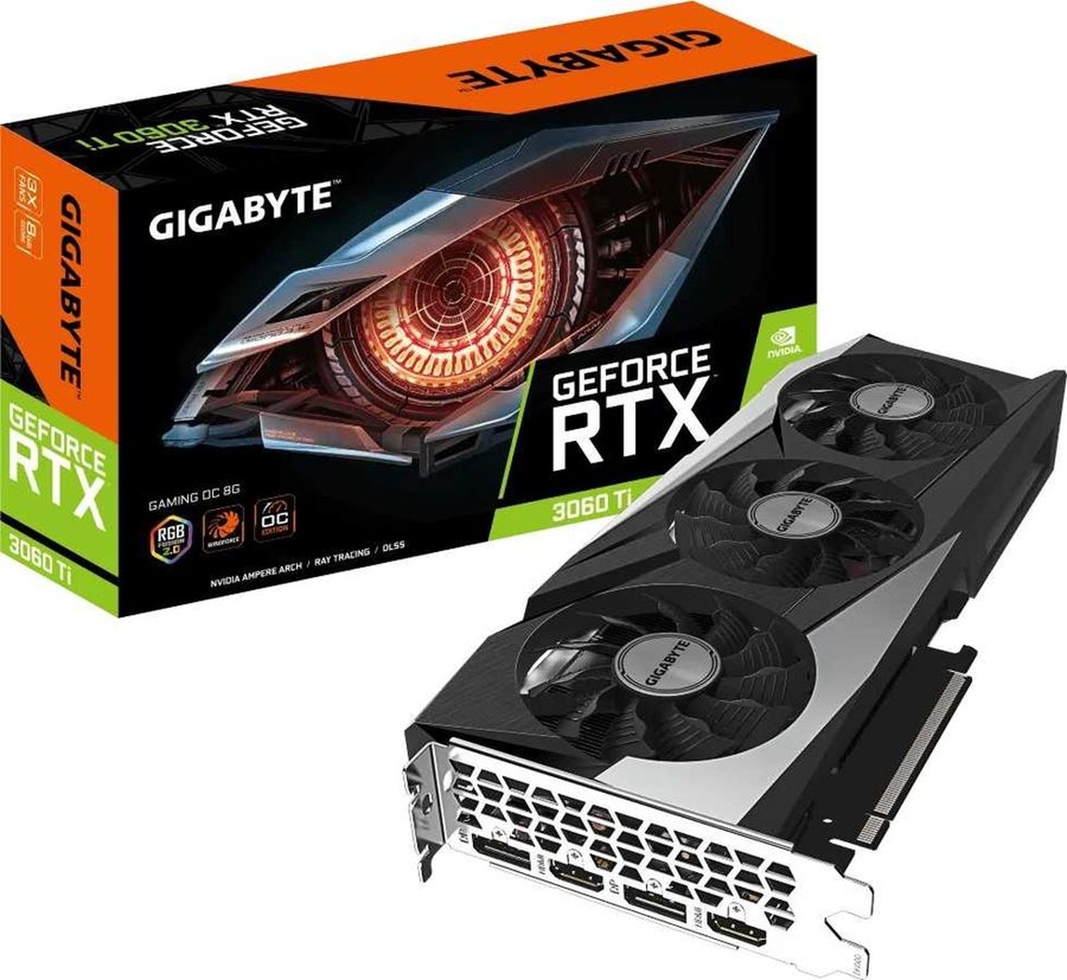 GigabyteВидеокартаGeForceRTX3060Ti8ГБ(GV-N306TGAMINGOC-8GD2.0),LHR.Уцененныйтовар