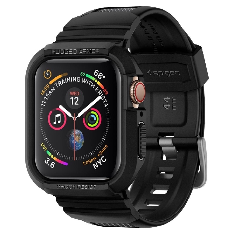 Чехол с ремешком Spigen на Apple Watch (45/44 mm) (062CS25324) Rugged Armor Pro / Спиген для Эпл Вотч Противоударный, черный