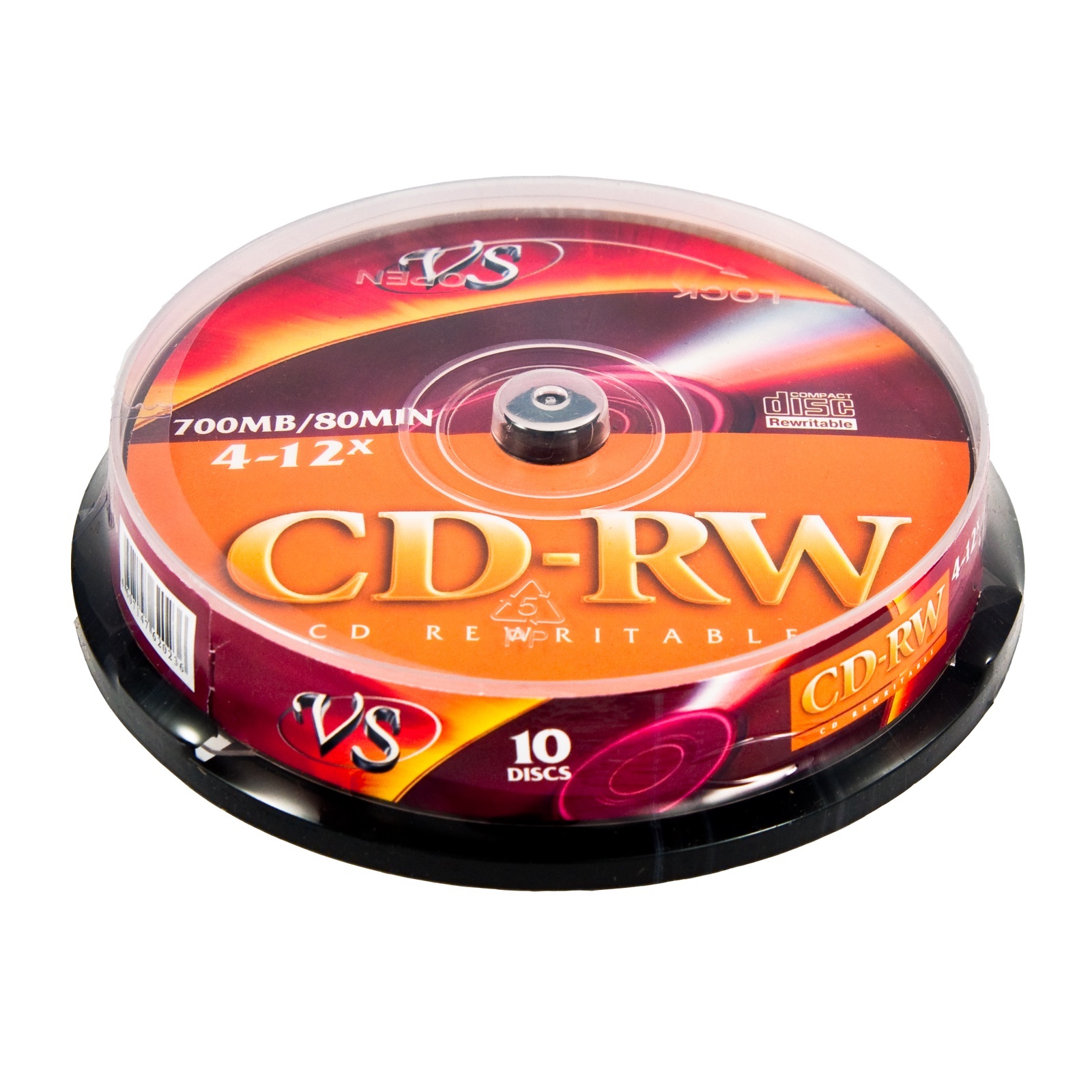 Диск CD-RW VS 80 4-12x Cake box 10 шт