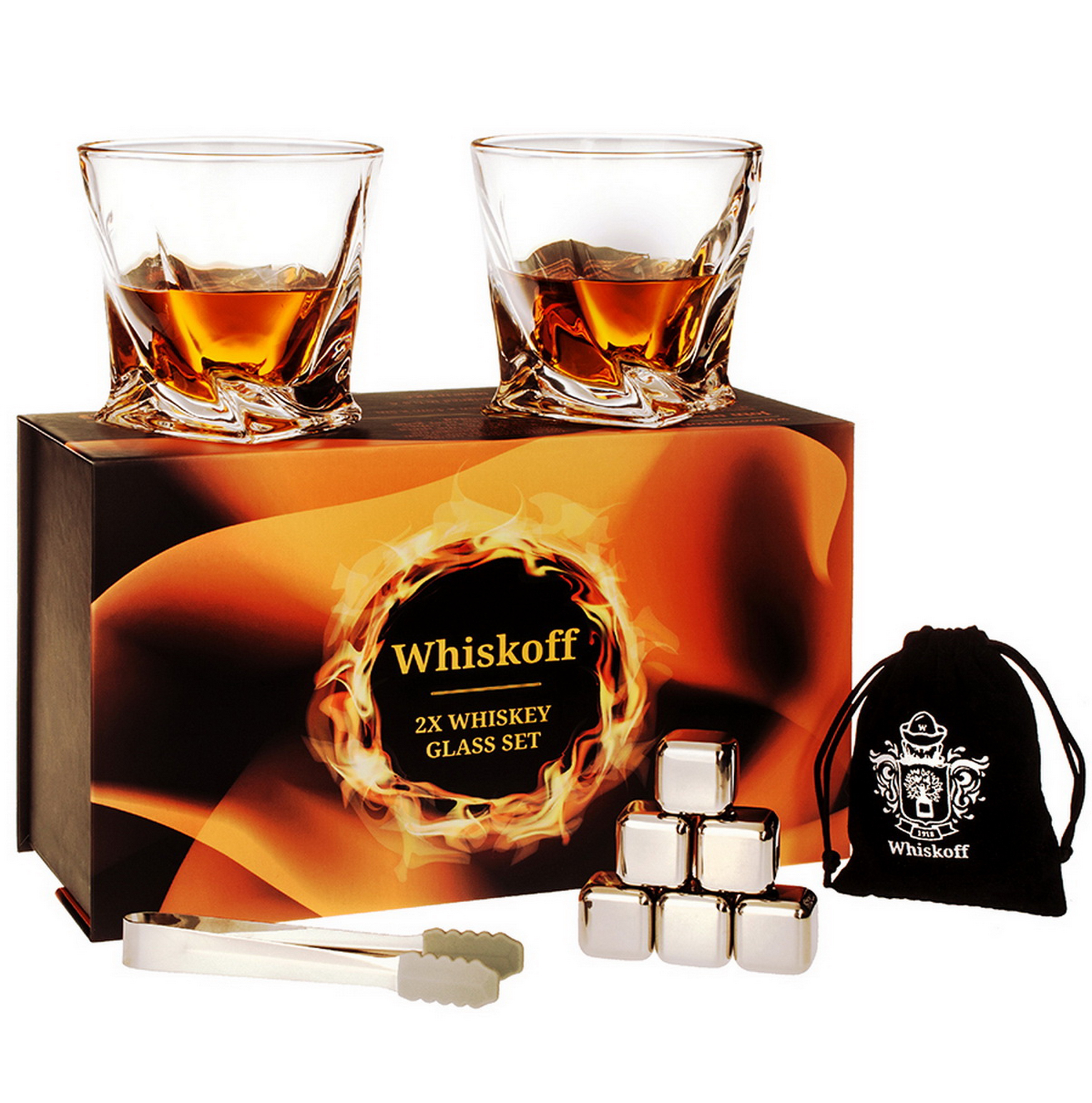 Набор для виски с камнями. Подарочный набор для виски Whiskoff. Набор для напитков универсальный, для бренди Whiskoff. Whiskoff / подарочный набор бокалов арт. W0015. Подарочный набор Whiskoff Twist Glasses.