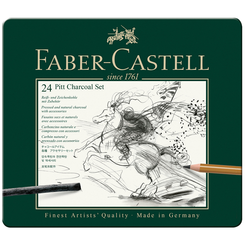 Набор угля и угольных карандашей Faber-Castell "Pitt Charcoal" 24 предмета метал кор  1 шт