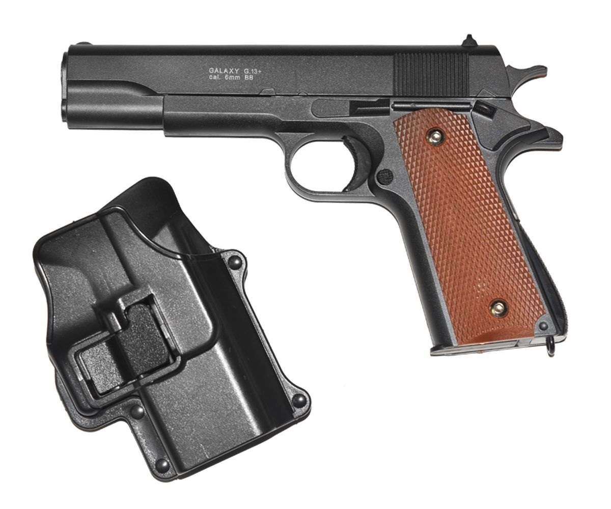 Страйкбольный пистолет Galaxy G.13+ (Colt 1911) с кобурой