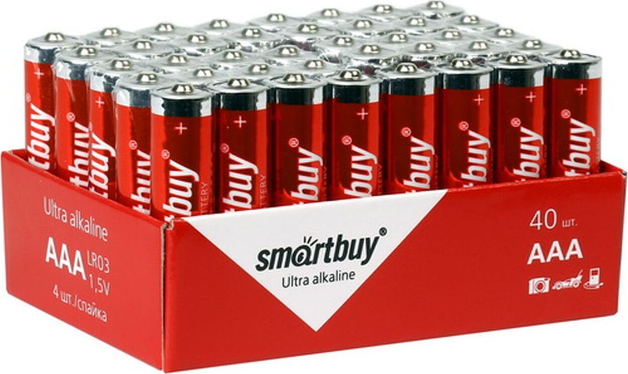 Батарейки щелочные (алкалиновые) Smartbuy ONE, тип AAA/LR03, 40шт. (Мизинчиковые)