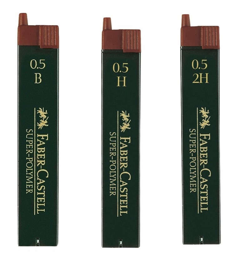 Грифели Faber-Castell Super-Polymer 0,5 мм, твердость B + H + 2H, 3 тубы по 12 шт.