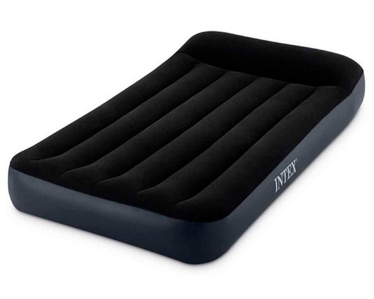Матрас надувной intex twin 99x191 см со встроенным насосом цвет черный синий