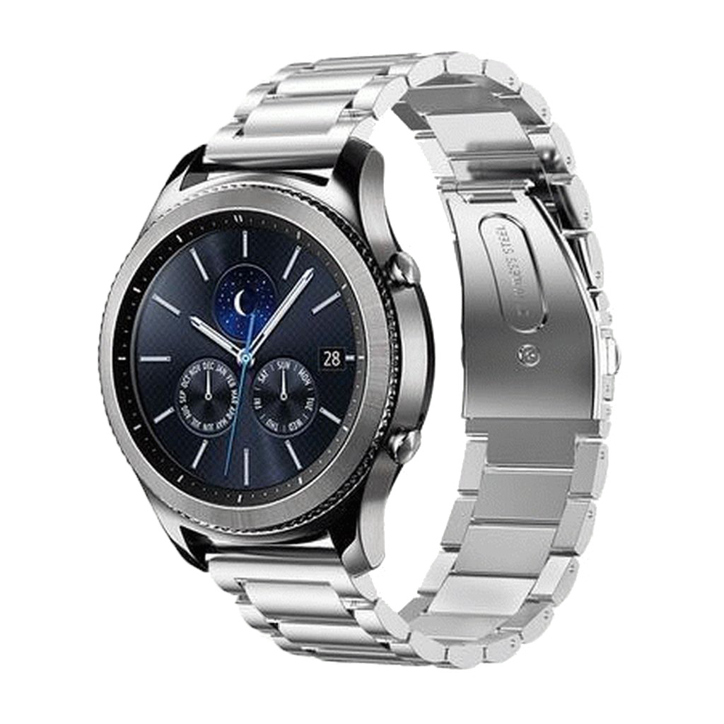 МеталлическийремешокизнержавеющейсталидляSamsungGearS3/GalaxyWatch46мм/GalaxyWatch345мм(22мм)0093-01-1,серебряный