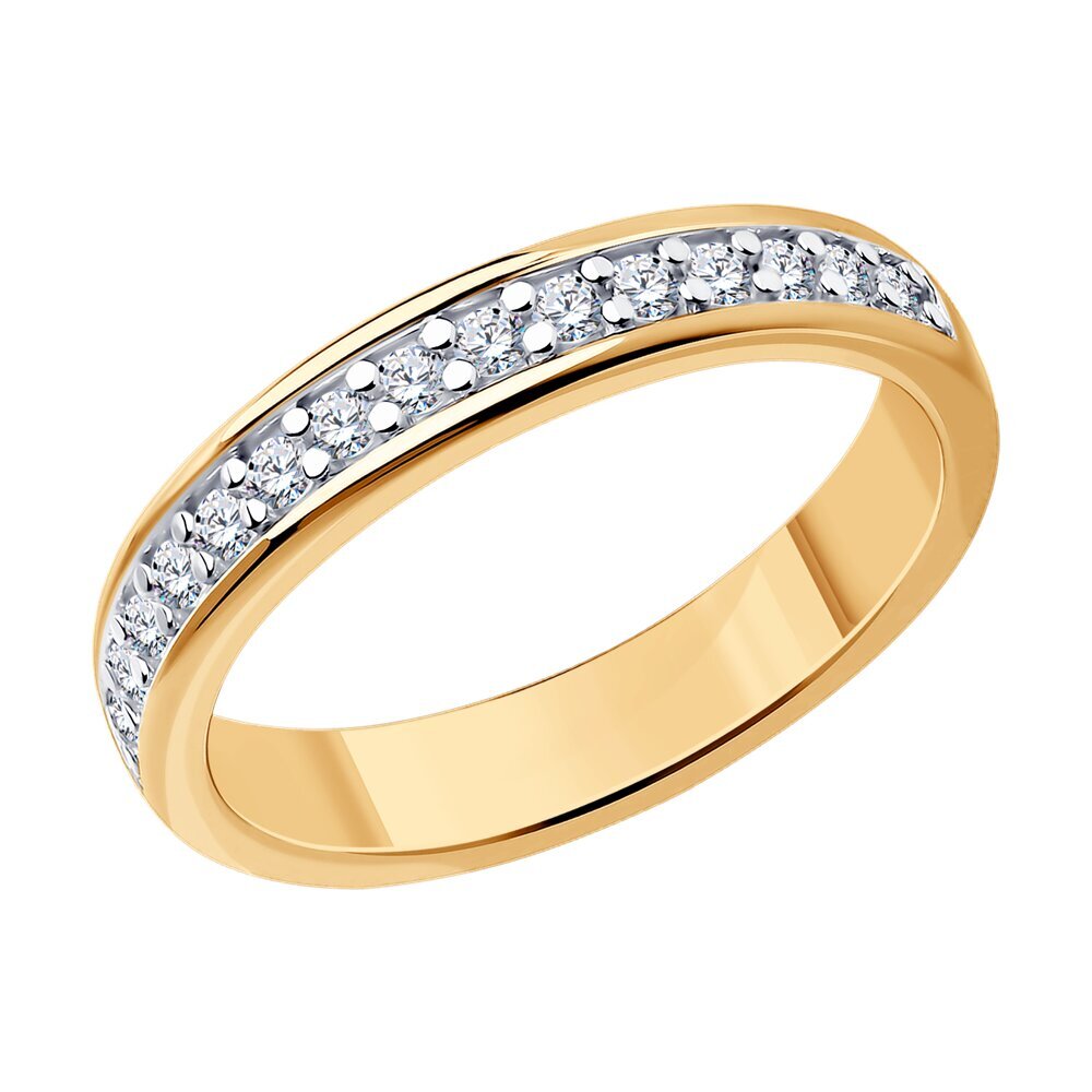 Diamant, кольцо из золочёного серебра с фианитами, 93-110-01549-2,