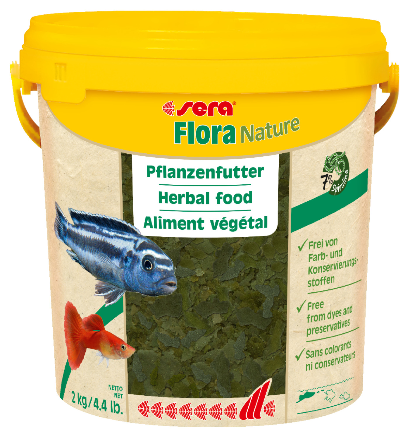 Корм сухой растительный в хлопьях Flora Nature для травоядных декоративных рыб, 10000 мл, 2 кг