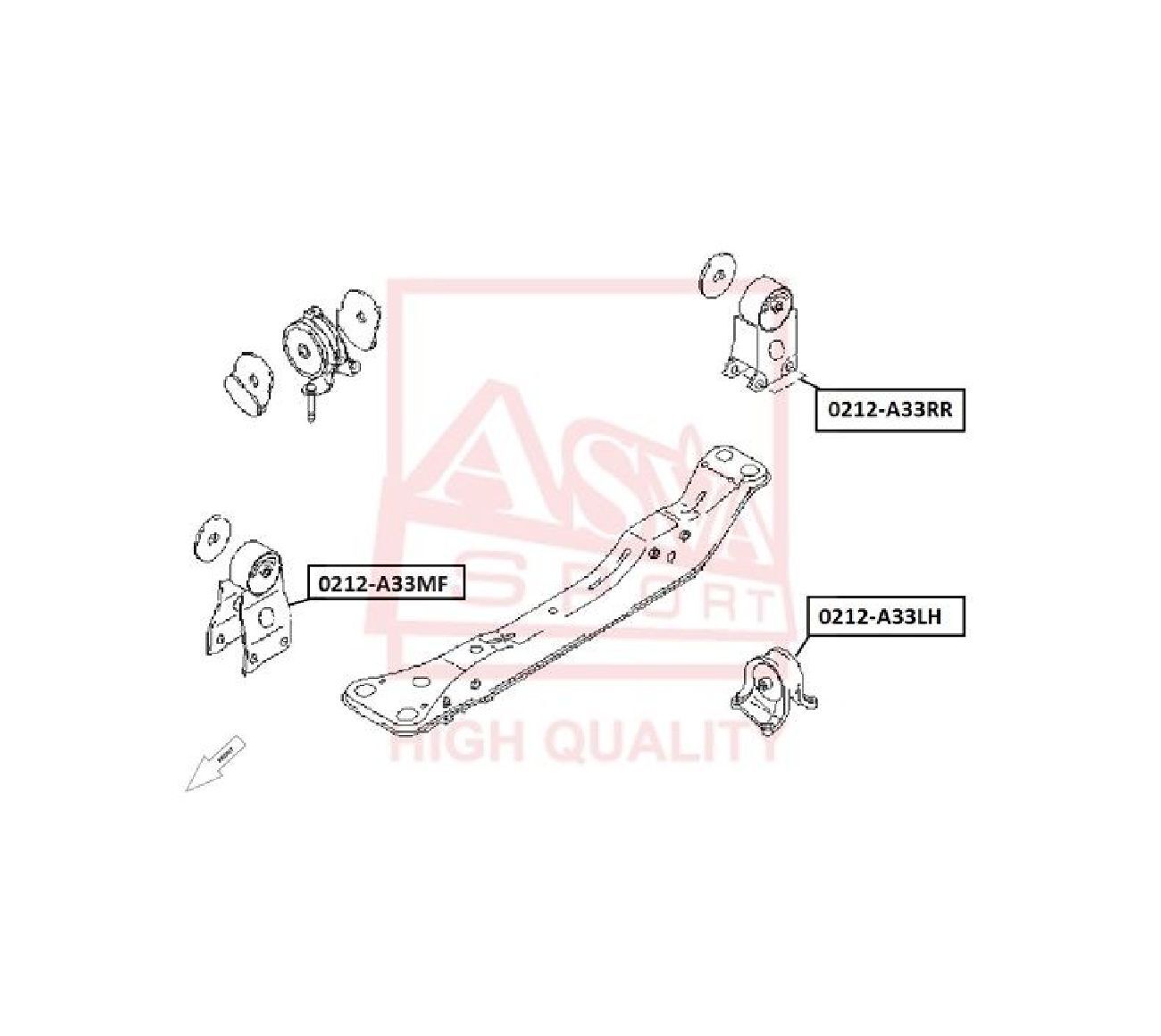 Подушка двигателя задняя ASVA арт. 0212A33RR