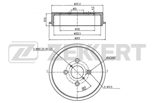 Барабан тормозной ZEKKERT BS5583 зад.  424310D030 TOYOTA  Toyota Yaris (P90) 05-