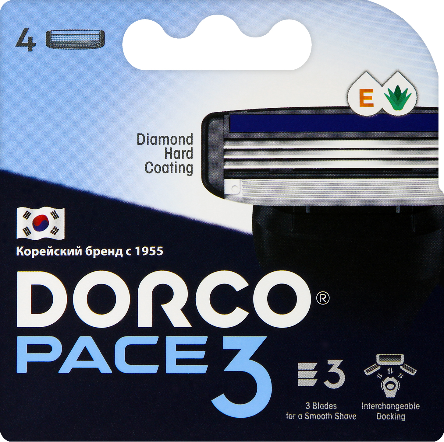 Dorco Сменные кассеты PACE3, 3-лезвийные, крепление PACE, увл.полоса (4 сменные кассеты)