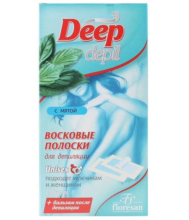 Восковые полоски для депиляции deep depil unisex с мятой 20 шт