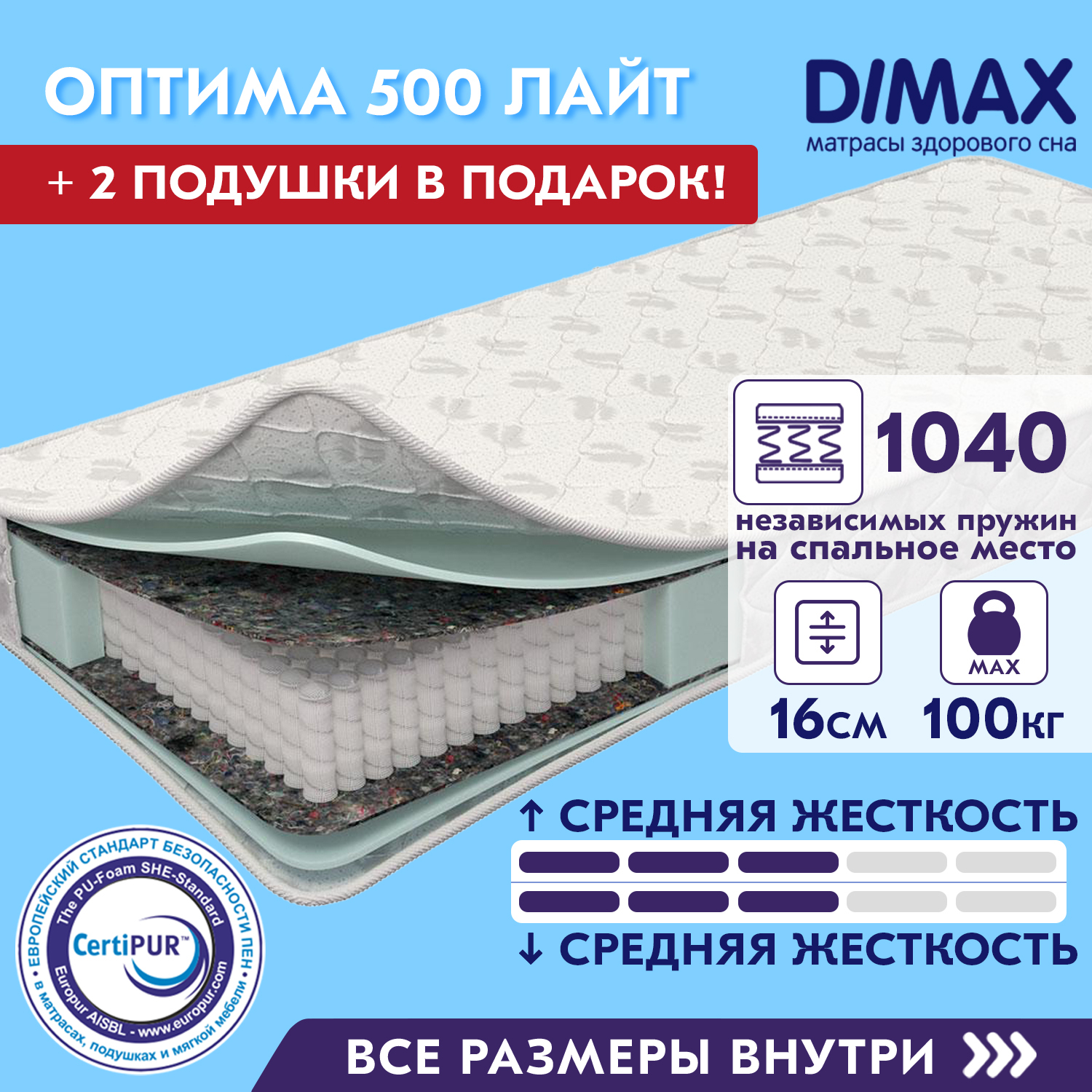 матрас димакс оптима 500 микс 160х200