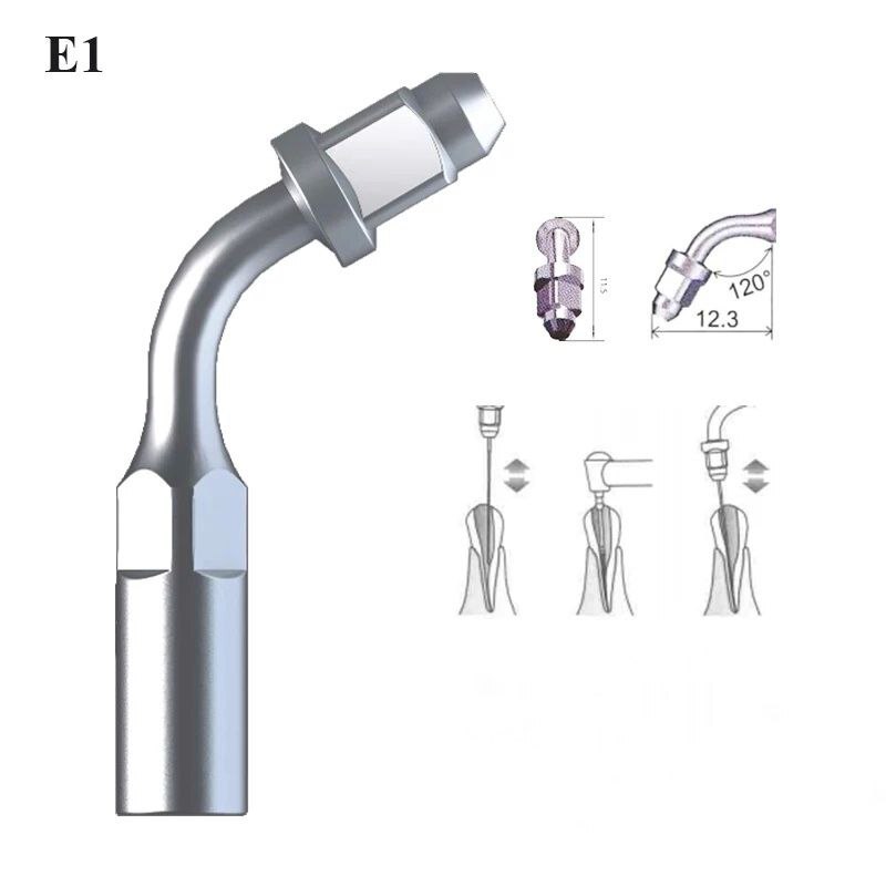 Incidental Насадка E1 к скайлеру (Эндочак) эндодонтическая (подходит к Woodpecker, EMS) 120 градусов для работы в корневых каналах фронтальных зубов. 1 шт Incidental