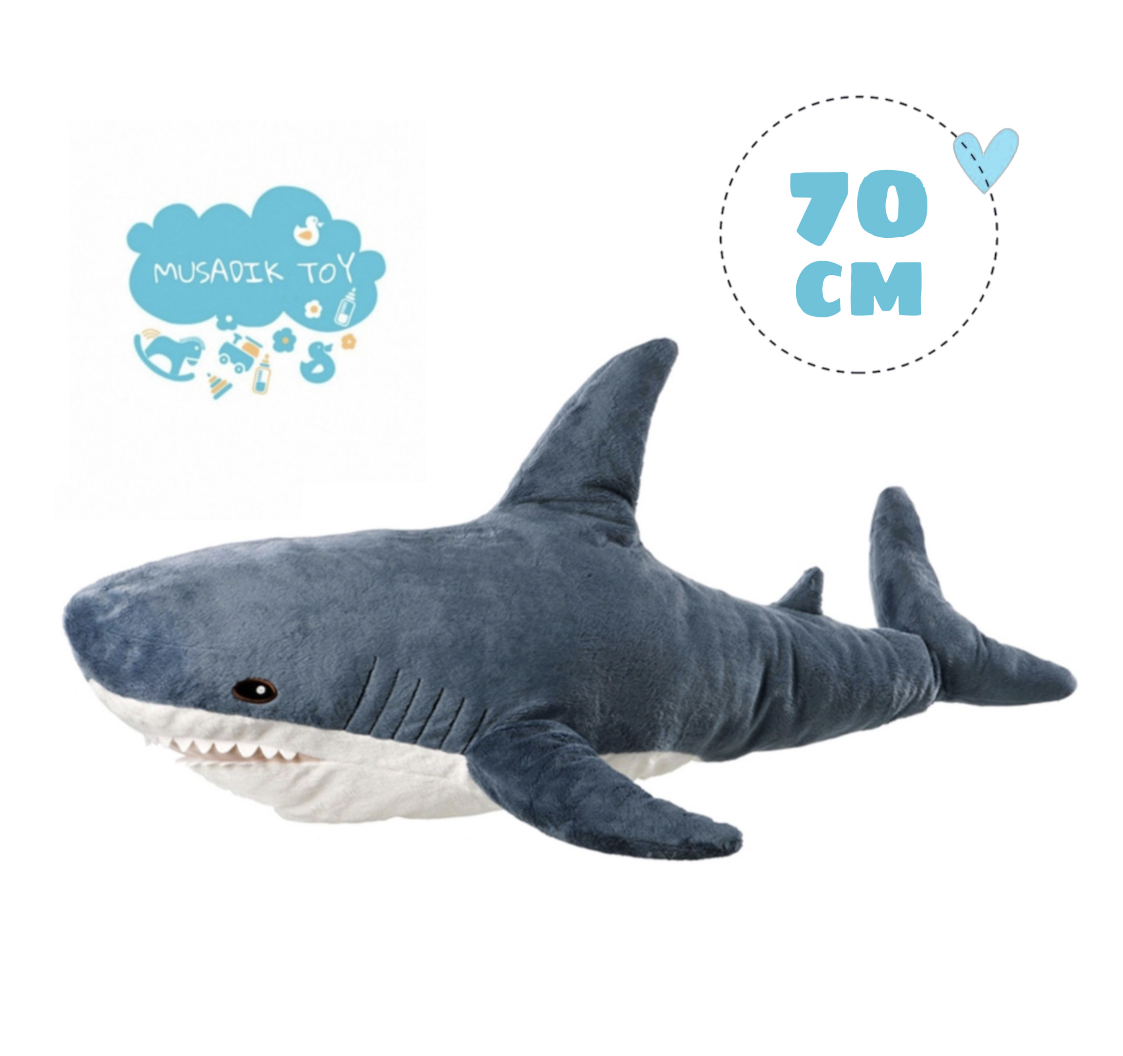 Акула большая мягкая игрушка 70 см пушистая MUSADIK TOY - купить с  доставкой по выгодным ценам в интернет-магазине OZON (206104284)