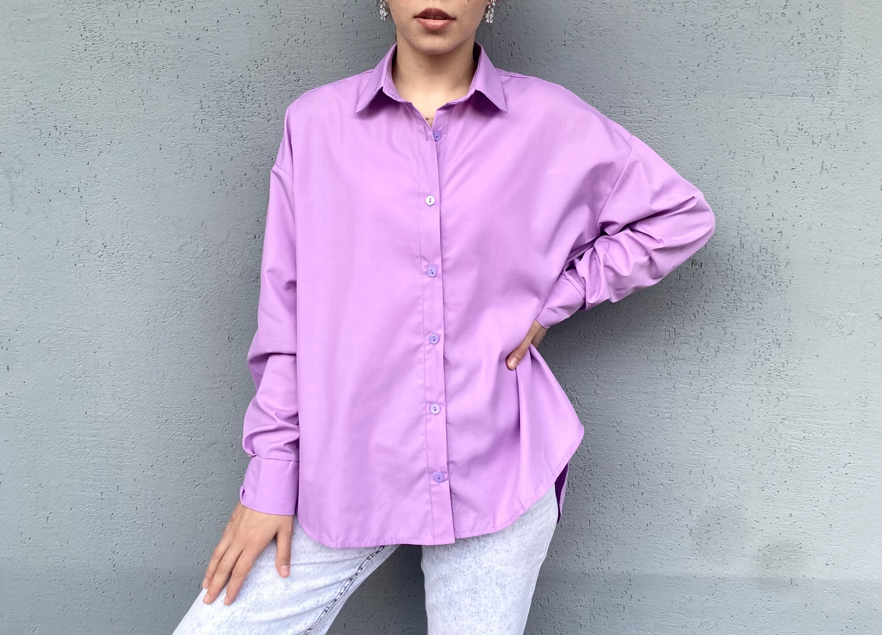 Фиолетовая рубашка женская