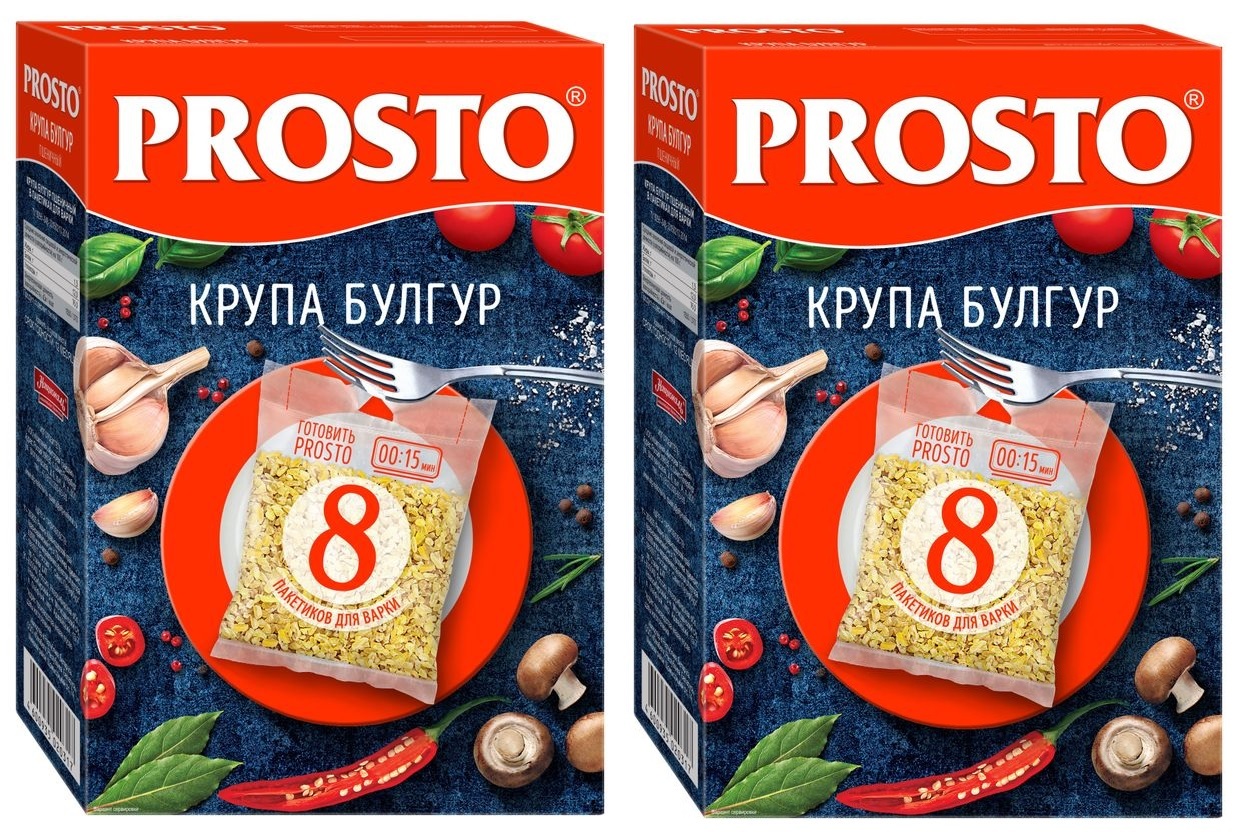 Булгур PROSTO в пакетиках для варки 8 порций, 2 упаковки по 500 г