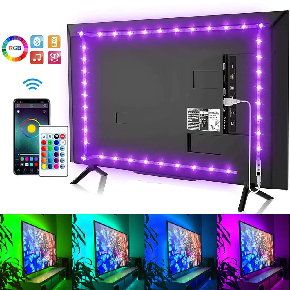 Светодиоднаялентаспультоммногоцветная5мUSB,Bluetooth,RGB,5В,IP65,30LED/m