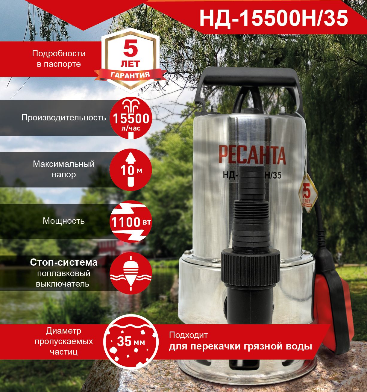 Ресанта нд 15500н. Дренажный насос нд-15500н/35 Ресанта 77/2/2. Ресанта нд-15500н/35в Якутск купить